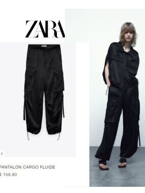 NWT Black Satin Cargo Pants Large